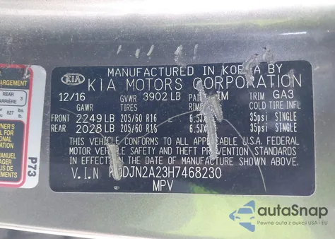 2017 Kia Soul z USA, uszkodzony, nr VIN KNDJN2A23H7468230